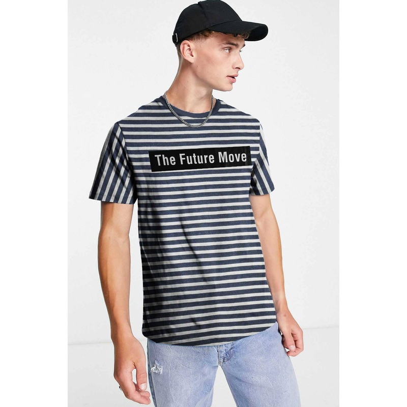 Max 21 Men’s Future Move Printed Stripes Style Short Sleeve Tee Shirt