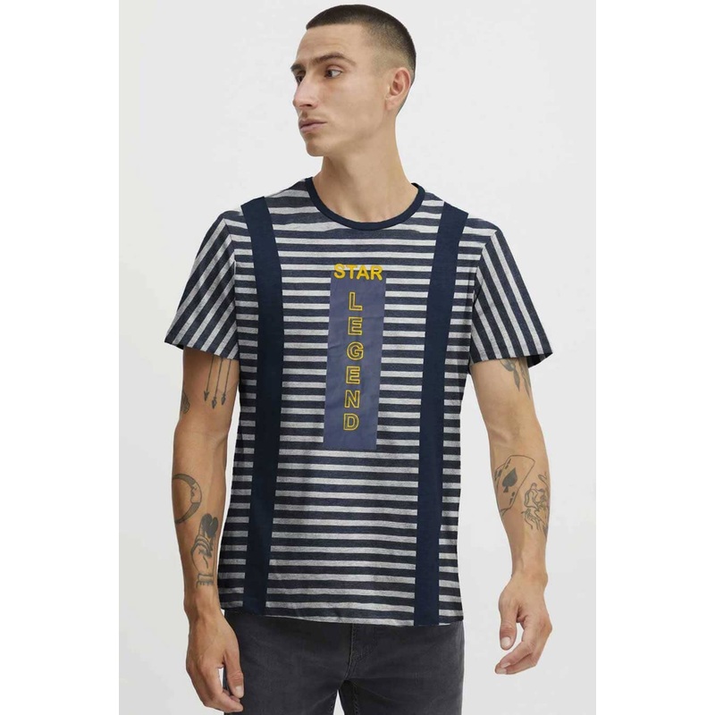 Max 21 Men’s Star Legend Printed Stripes Style Short Sleeve Tee Shirt