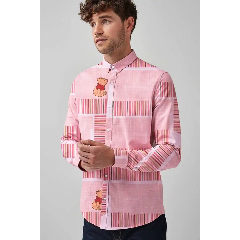 New Fashion Men’s Panel Design Printed Casual Shirt