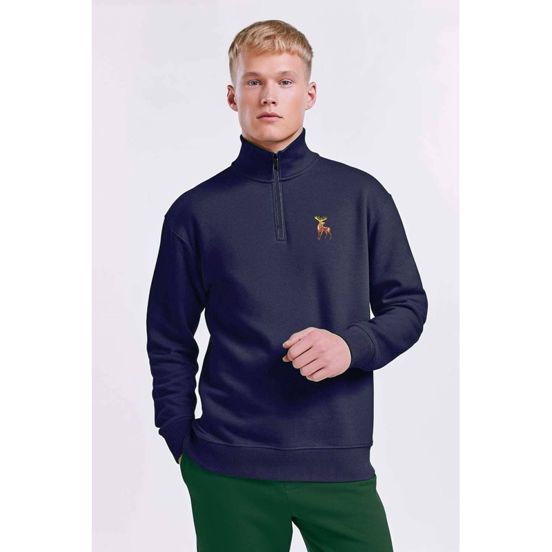 Polo Republica Men’s Moose Quarter Zipper Long Sleeve Sweat Shirt