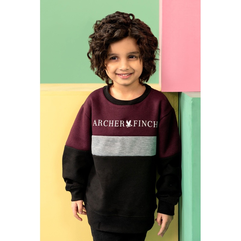 Archer & Finch Kid’s Panel Design Logo Printed Sweat Shirt