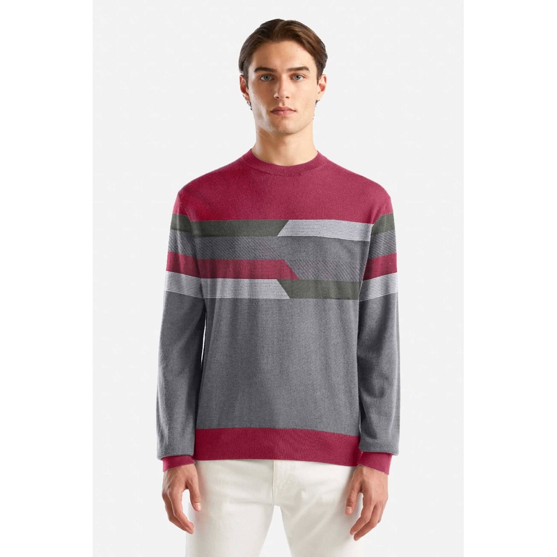Fashion Men’s Contrast Panels Design Sweater