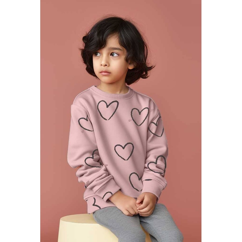 Kid’s Heart Printed Terry Sweat Shirt