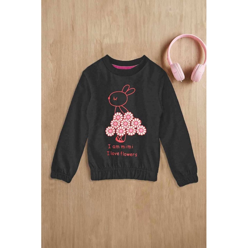 Lyallpur Girl’s I Love Flower Printed Sweat Shirt