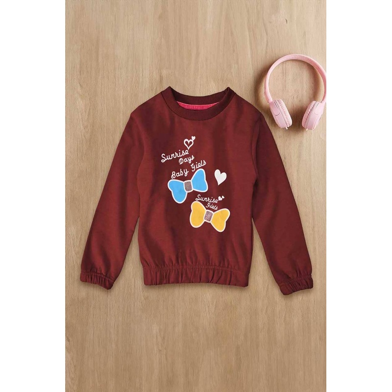 Lyallpur Girl’s Sunrise Days Printed Fleece Sweat Shirt