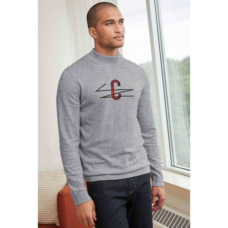 Men’s C Pattern Style Mock Neck Sweater