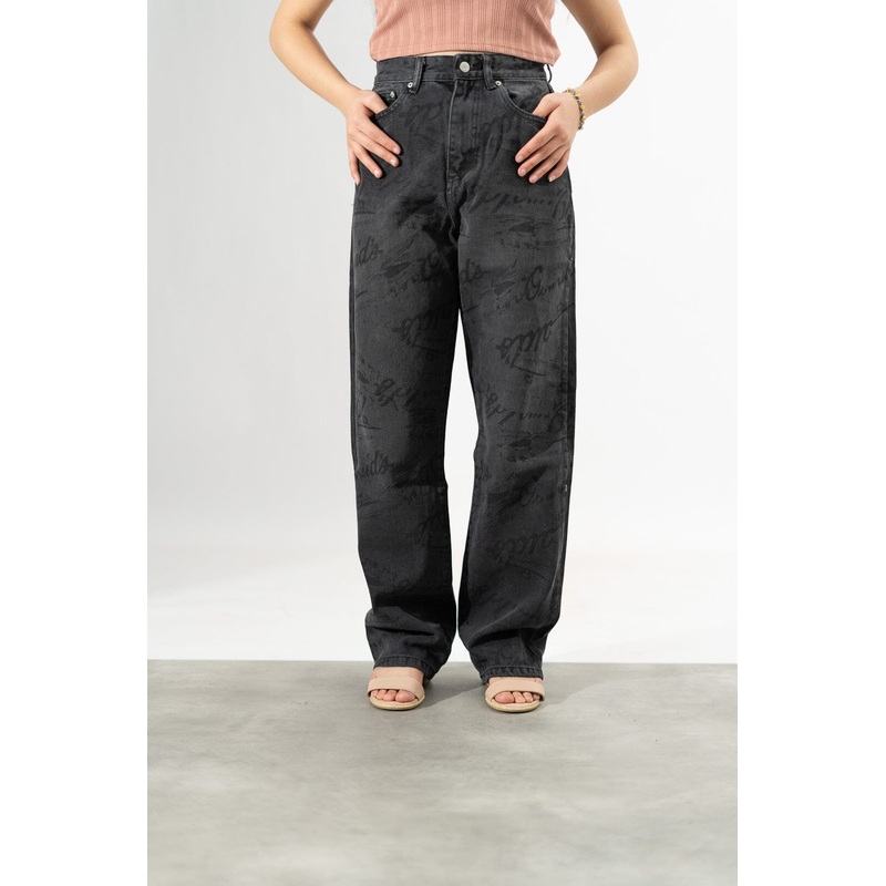 Nasty Gal Women’s Car Print Wide Leg Baggy Denim