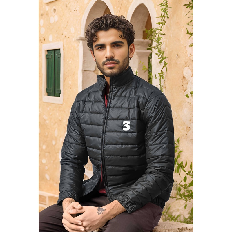 Burnt Soul Men’s 3 Embroidered Long Sleeve Puffer Jacket