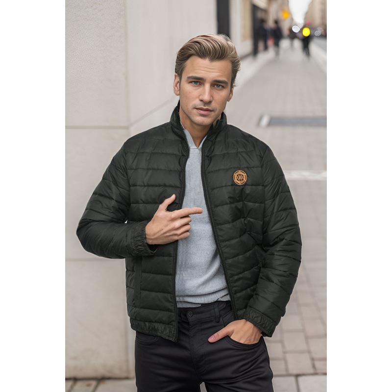 Burnt Soul Men’s Boulder Embroidered Design Puffer Jacket