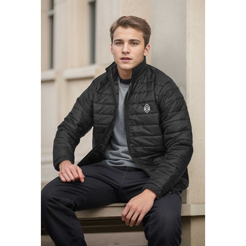Burnt Soul Men’s Logo Embroidered Design Puffer Jacket