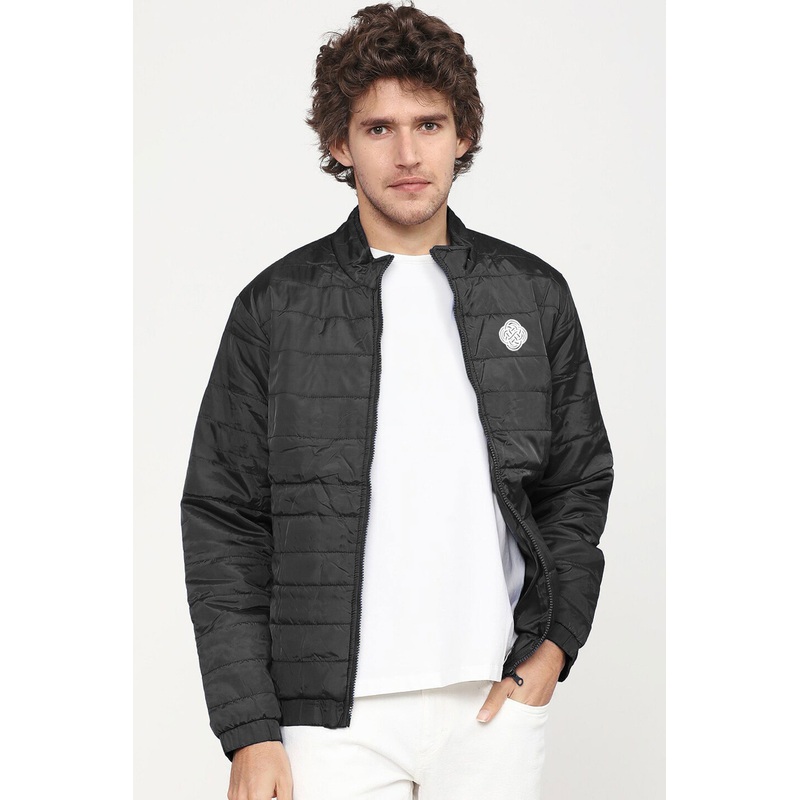 Burnt Soul Men’s Logo Embroidered Long Sleeve Puffer Jacket