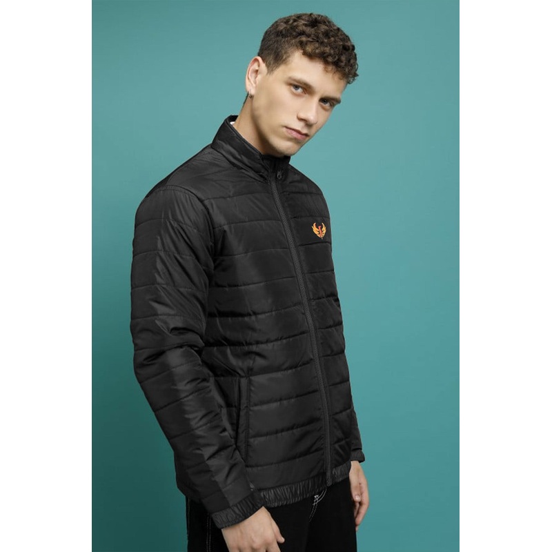 Burnt Soul Men’s Phoenix Embroidered Long Sleeve Puffer Jacket