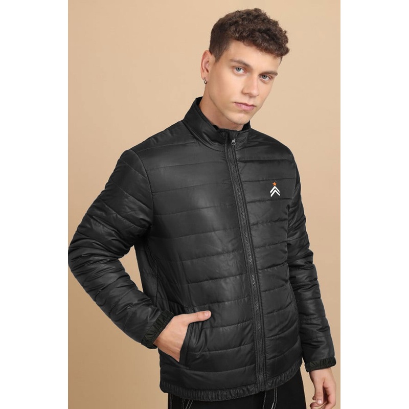 Burnt Soul Men’s Star & Arrow Embroidered Design Puffer Jacket