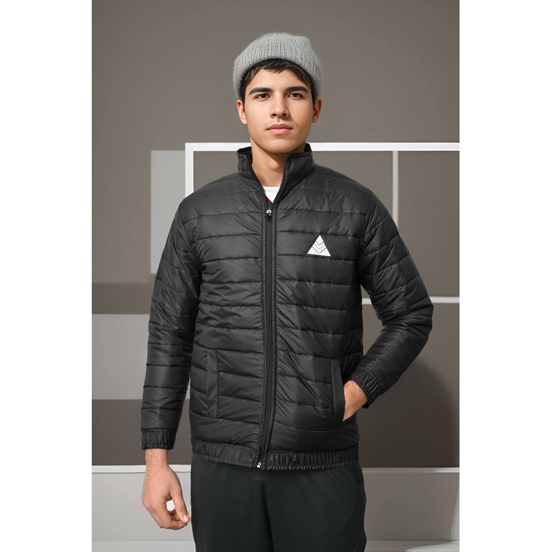 Burnt Soul Men’s Triangle Embroidered Long Sleeve Puffer Jacket