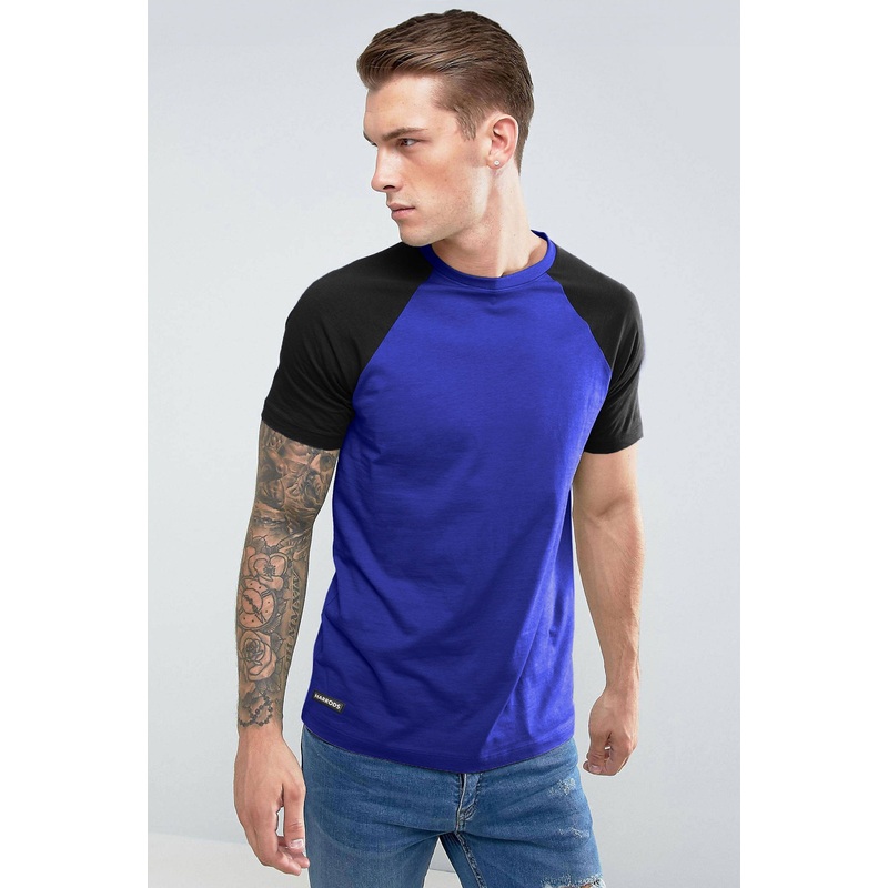 Harrods Men’s Contrast Sleeve Style Crew Neck Tee Shirt