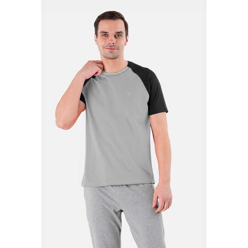 Max 21 Men’s Contrast Panel Eagle Reflector Printed Tee Shirt