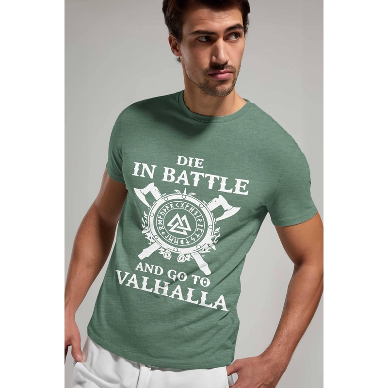 Kelbrg Men’s Die In Battle Printed Classic Tee Shirt