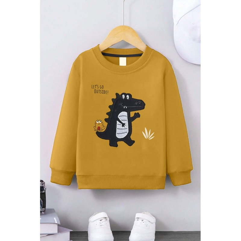 Kid’s Applique Crocodile Fleece Sweat Shirt