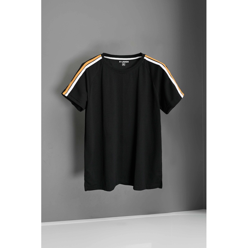 Men’s Double Striped Design Shoulder Raglan Sleeve Tee Shirt