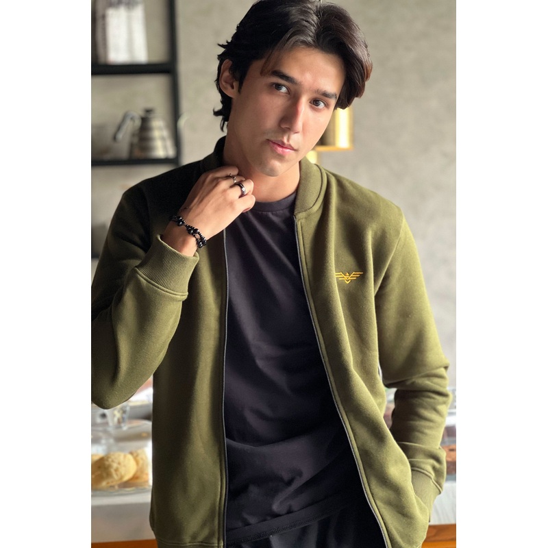 Eternity Men’s Logo Embroidered Fleece Bomber Jacket