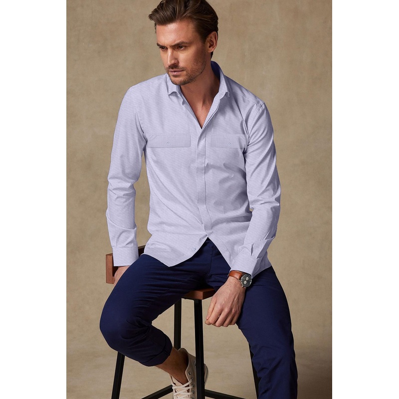 Polo Republica Men’s Pocketless Flap Casual Shirt