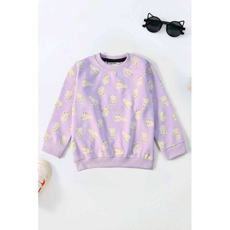 Tiny Teen Kid’s Rabbits Printed Fleece Sweat Shirt