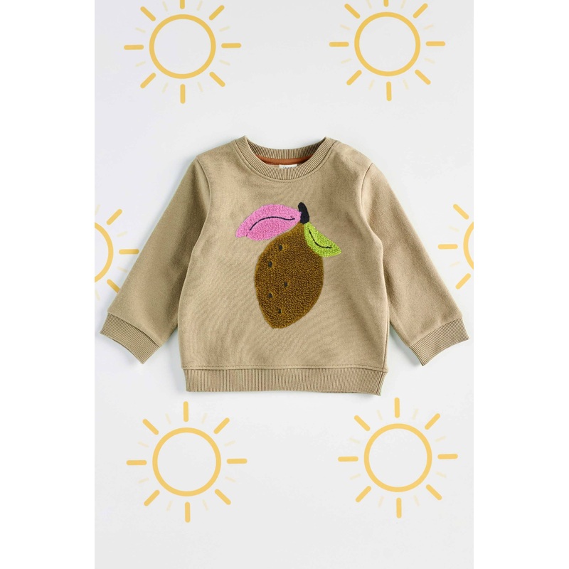 Tiny Teen Kid’s Pear Applique Fleece Sweat Shirt