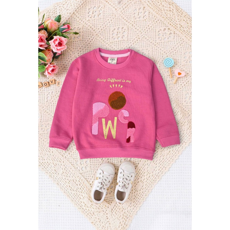 ZR Girl’s Power Printed Fleece Sweat Shirt