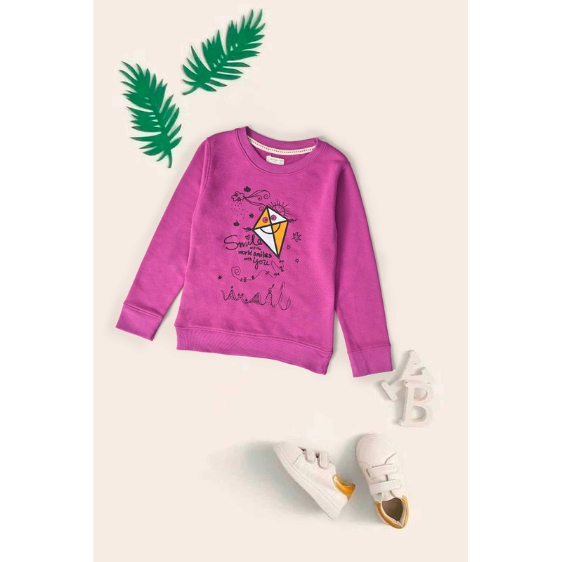 MNG Kid’s Smile Printed Terry Sweatshirt