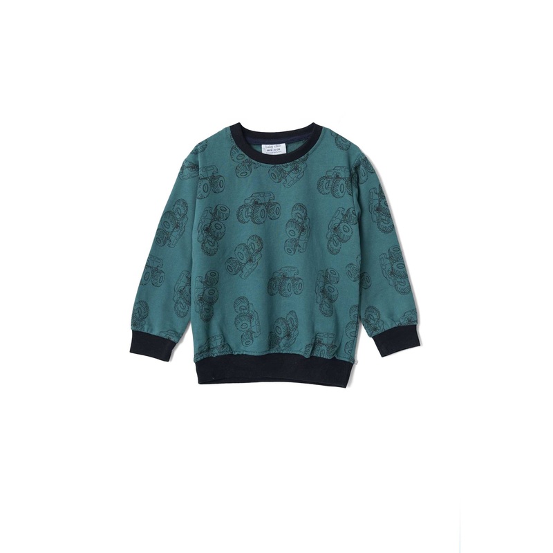 Tiny Teen Kid’s Monster Truck Printed Terry Sweat Shirt