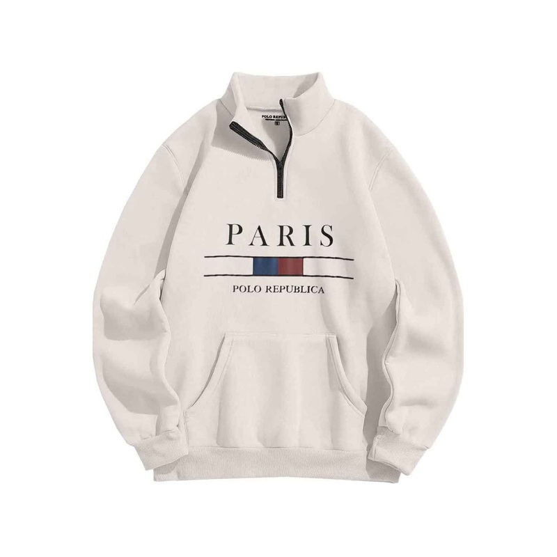 Polo Republica Men’s Paris Quarter-Zip Kangaroo Pocket Sweatshirt