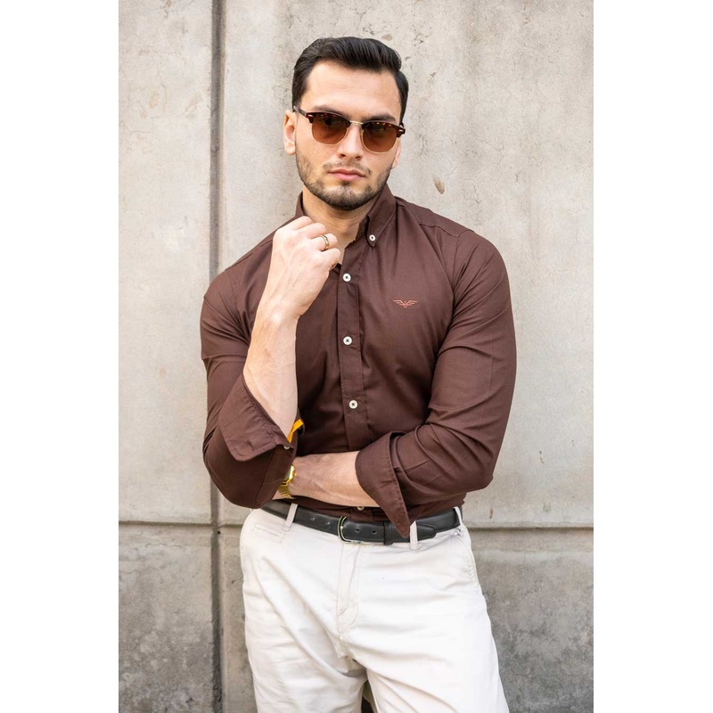 Eternity Men’s Logo Embroidered Slim Fit Casual Shirt