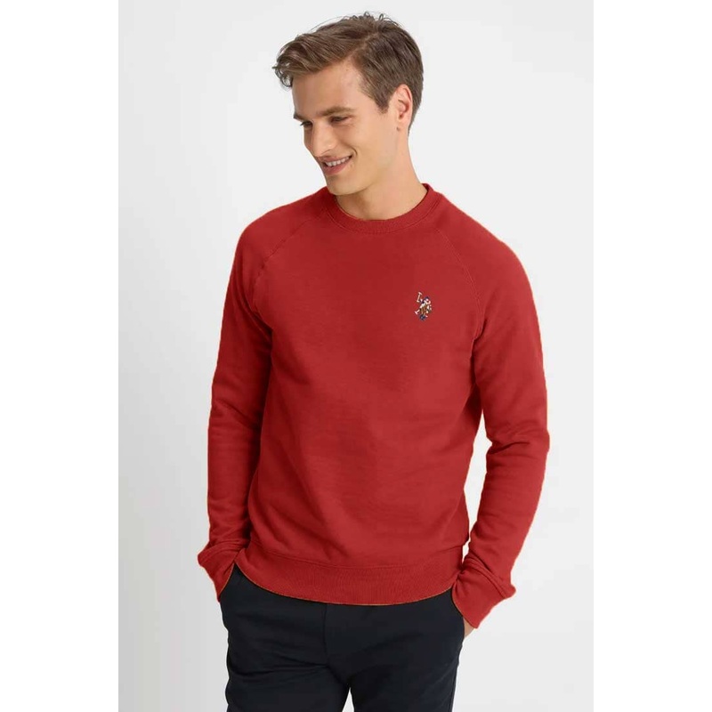 USPA Men’s Raglan Logo Embroidered Fleece Sweat Shirt