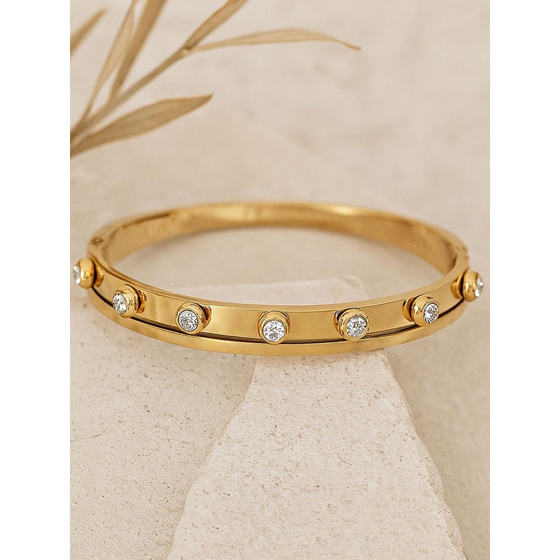 Bohey by KARATCART Gold-Plated Artificial Stones Studded Bangle-Style Bracelet