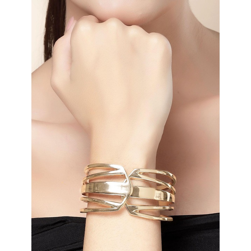 Bohey by KARATCART Gold-Plated Stainless Steel Kada Bracelet