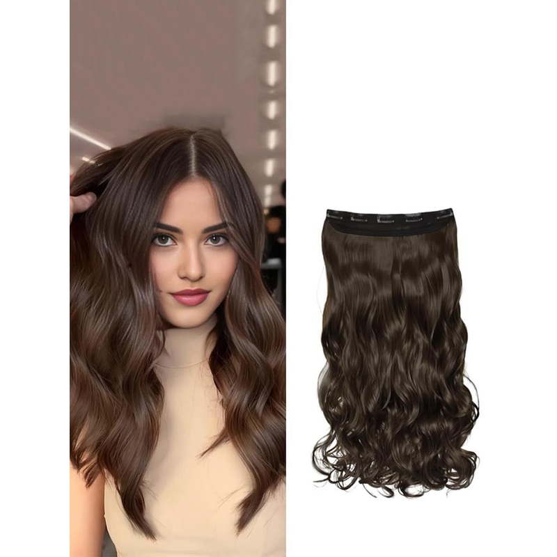 D-Divine Clip-In Wavy Locks Hair Extension – 22 Inch – Brown
