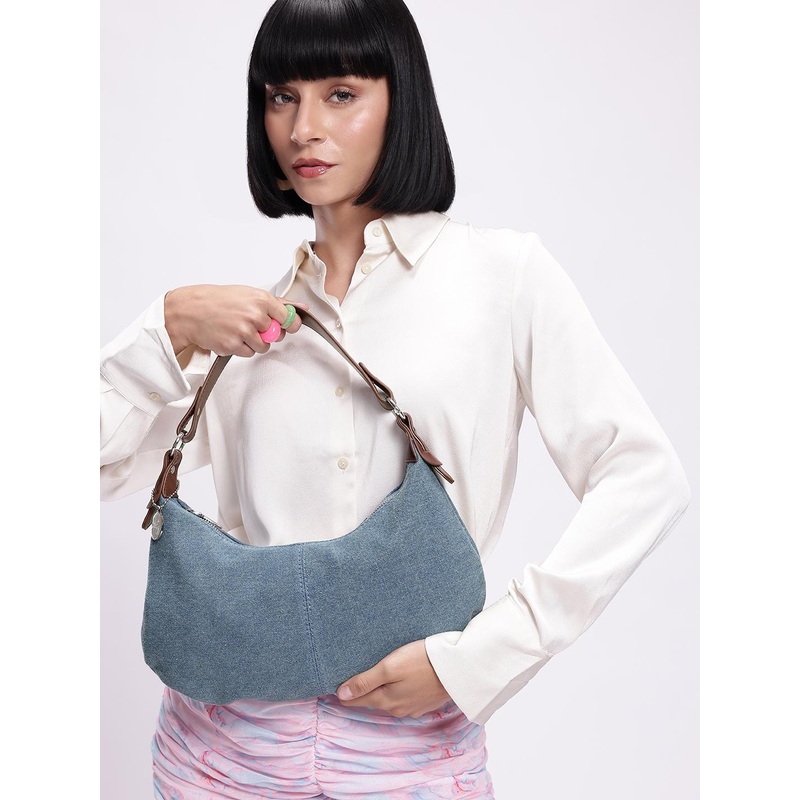 DressBerry Textured Baguette Hobo Bag