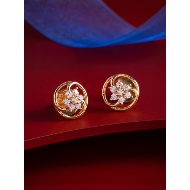 Kushal’s Fashion Jewellery Gold-Plated Party Zircon Classic Studs Earrings