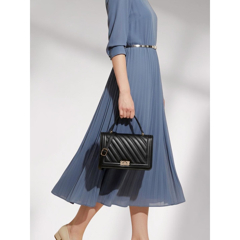 Mast & Harbour Textured Structured Satchel Bag with Quilted