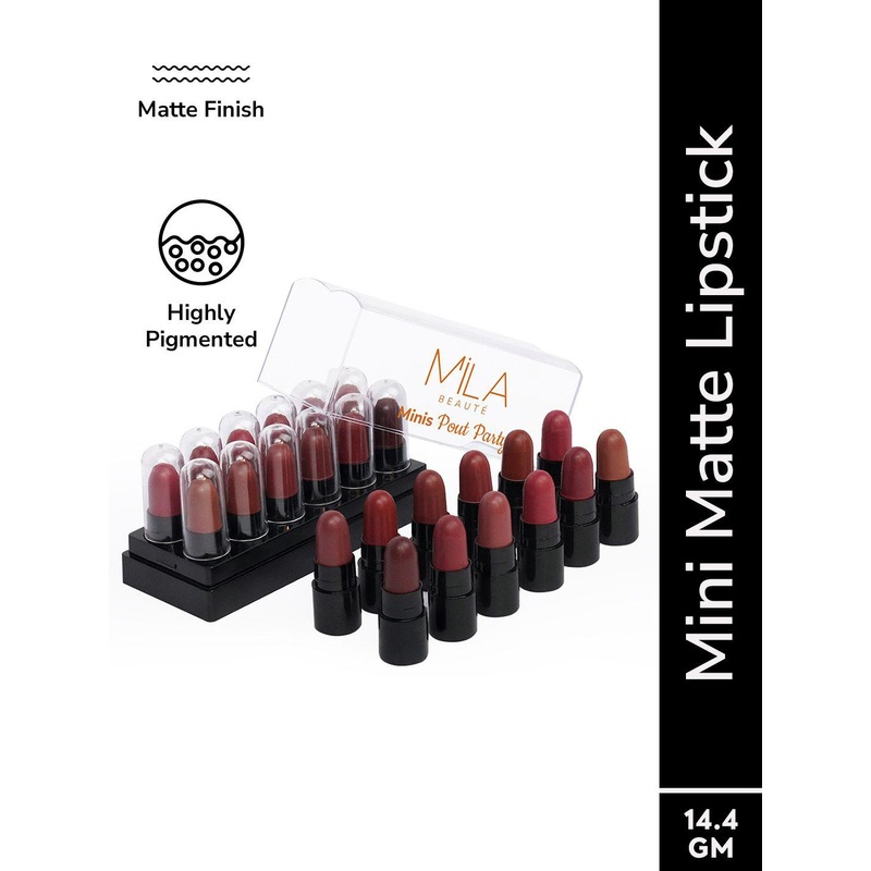 MILA BEAUTE Set Of 12 Creamy Matte Mini Lipstick Kit –  14.4g – Shade – C
