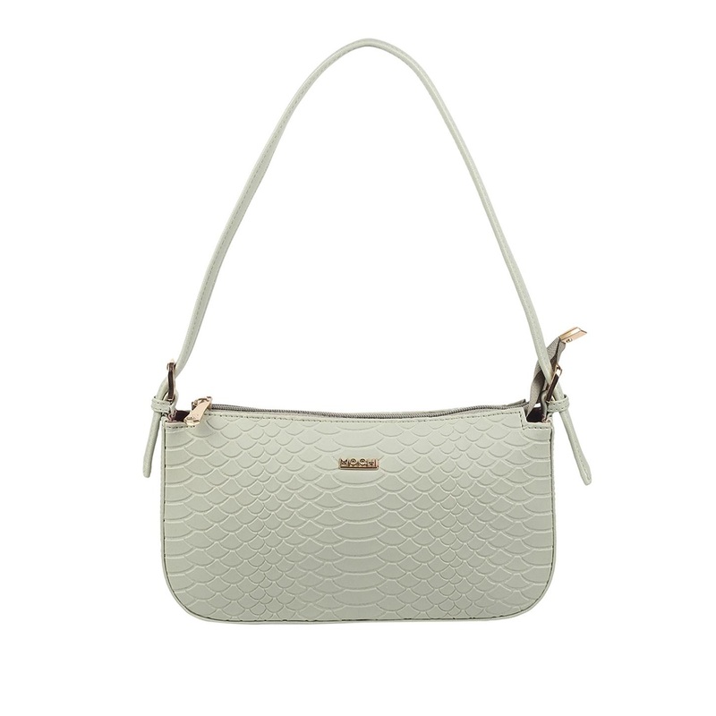 Mochi Green Textured PU Shopper Shoulder Bag with Quilted