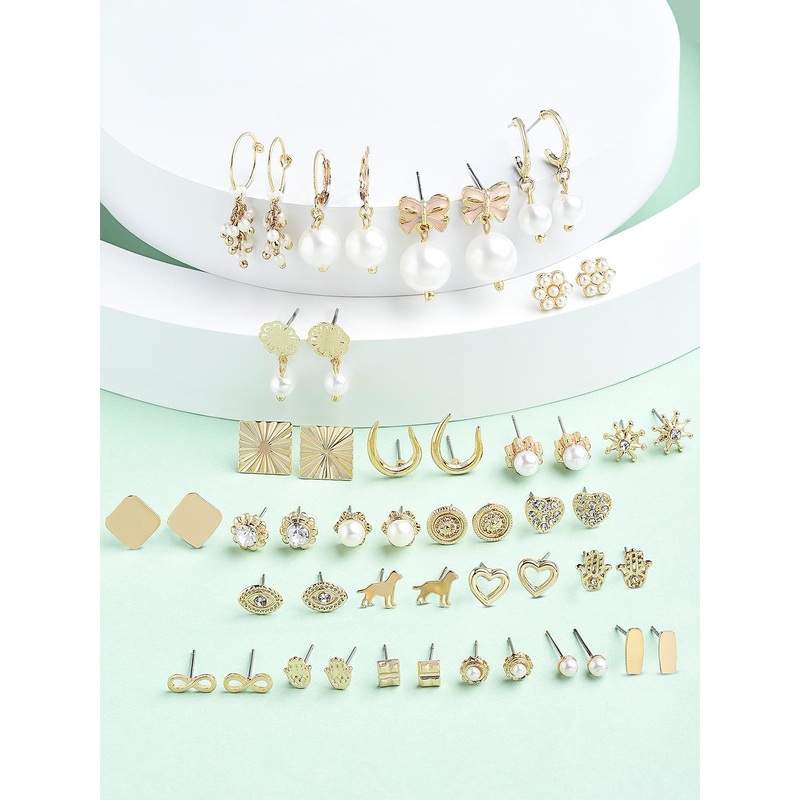 Zaveri Pearls Woman Set of 25 Contemporary Studs Earrings