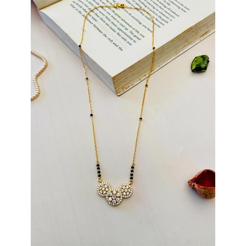 ABDESIGNS Gold-Plated Stones Studded & Beaded Mangalsutra