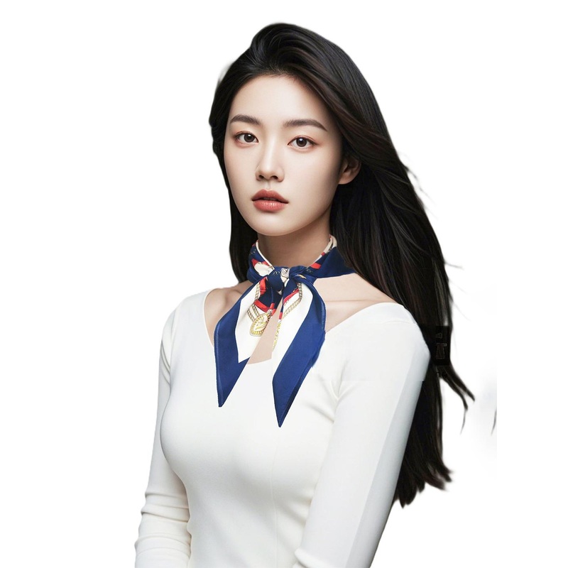 Alexvyan Women Blue Satin Silk Square Scarf