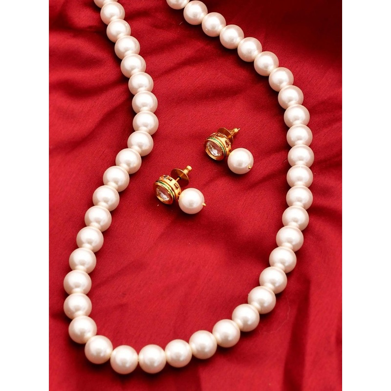 Anouk Gold-Plated Creame Pearls Beaded Jewellery Set