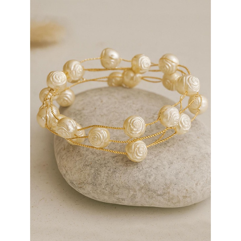 Bohey by KARATCART Gold-Plated Pearls Beaded Multistrand Bracelet