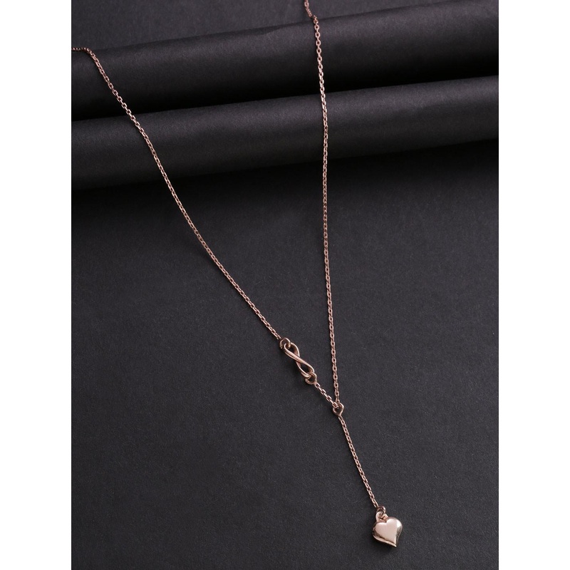 Carlton London 18kt Rose Gold Plated Lariat Heart Pendant With Chain