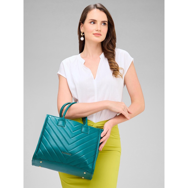 DressBerry X CAPRESE Riko Women Green Medium Tote Bag