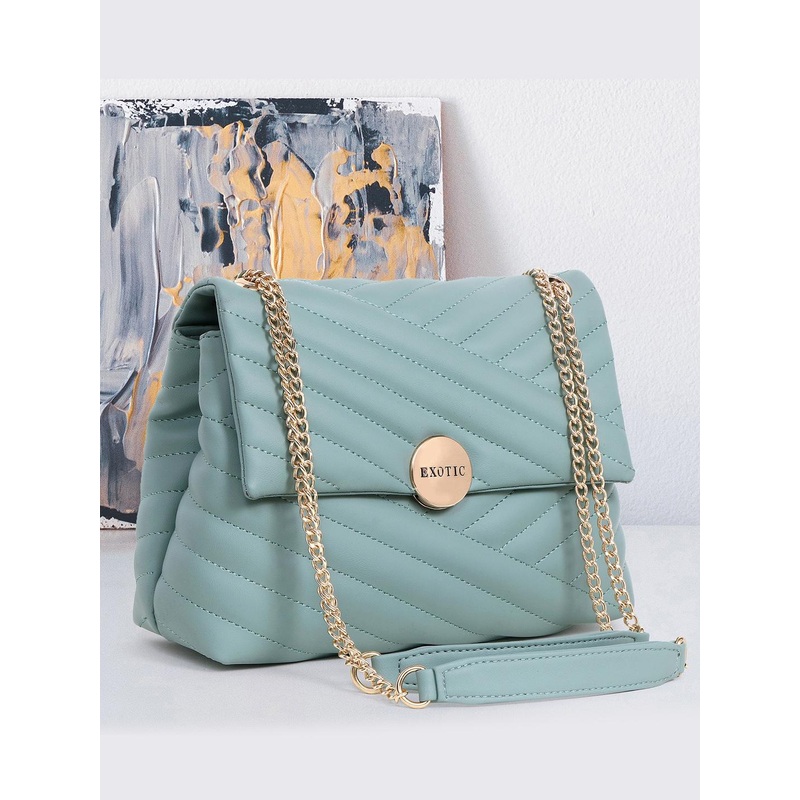 Exotic Textured Structured Satchel Bag With Quilted