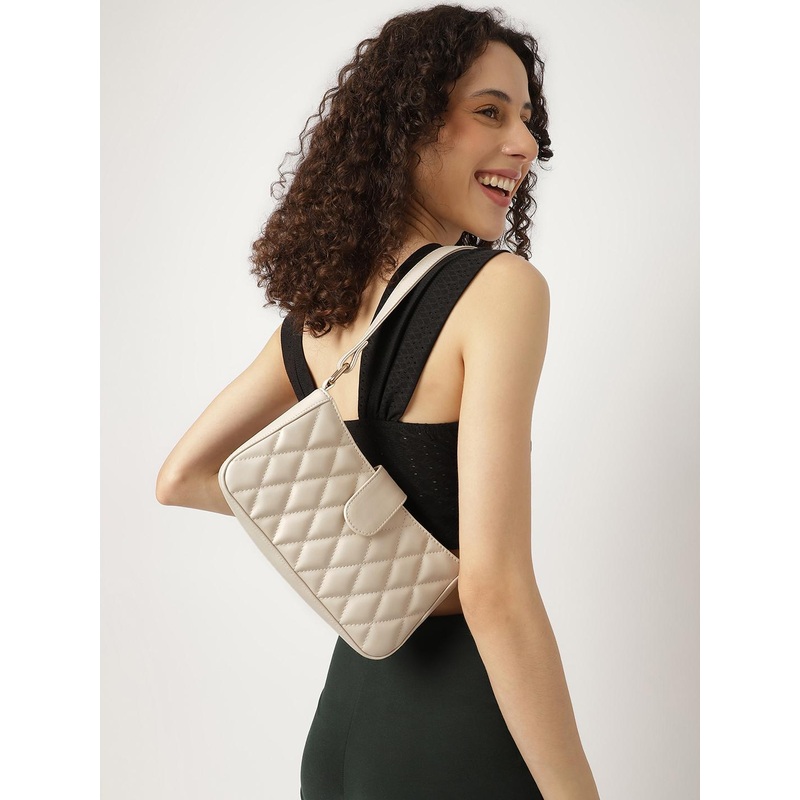 Fastrack Textured Half Moon Shoulder Bag with Tasselled